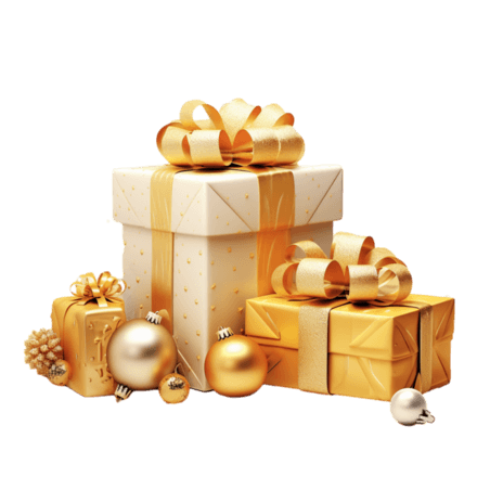 潮国创意圣诞节金色盒子礼盒西方节日装饰免扣素材