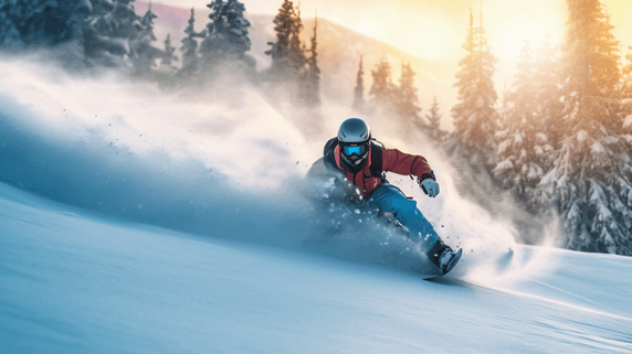 潮国创意一名滑雪者正在参加单板滑雪比赛运动人物