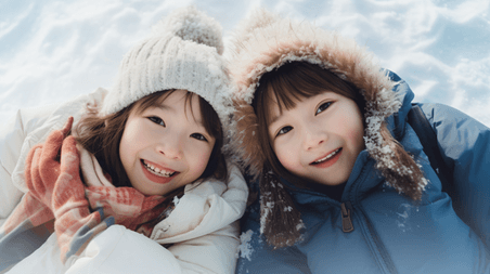 创意冬季冬天亚洲儿童人像摄影雪地玩雪