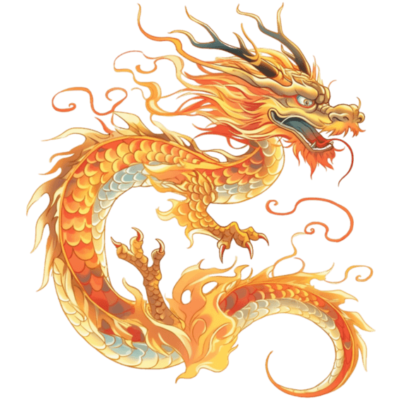 潮国创意手绘卡通中国龙神龙吉祥龙5龙年