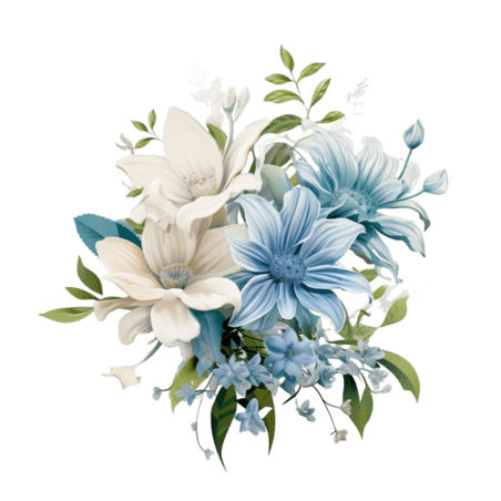 潮国创意仰慕者送的花花束百合花蓝色白色