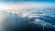 潮国创意海上风力发电风车新能源航拍