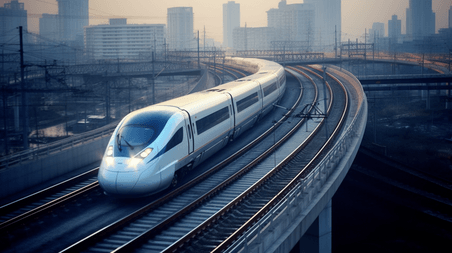 潮国创意行驶中的高铁摄影交通工具火车动车