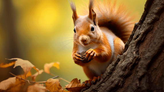 潮国创意可爱的松鼠特写摄影秋天动物