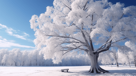 潮国创意冬日树挂雪景摄影冬天冬季大雪