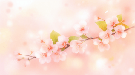创意粉色桃花唯美春天春日樱花背景
