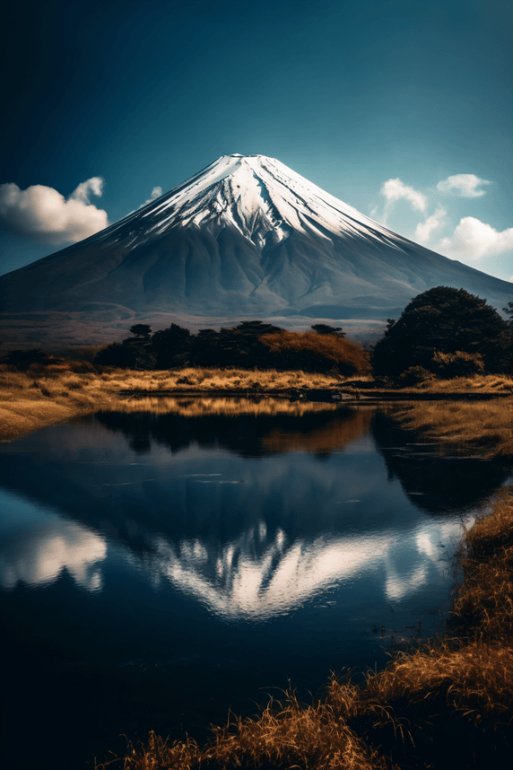 潮国创意日本富士山远景摄影图雪山火山