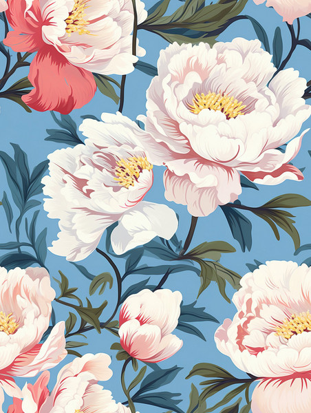 创意复古牡丹花朵背景9家纺面料图案