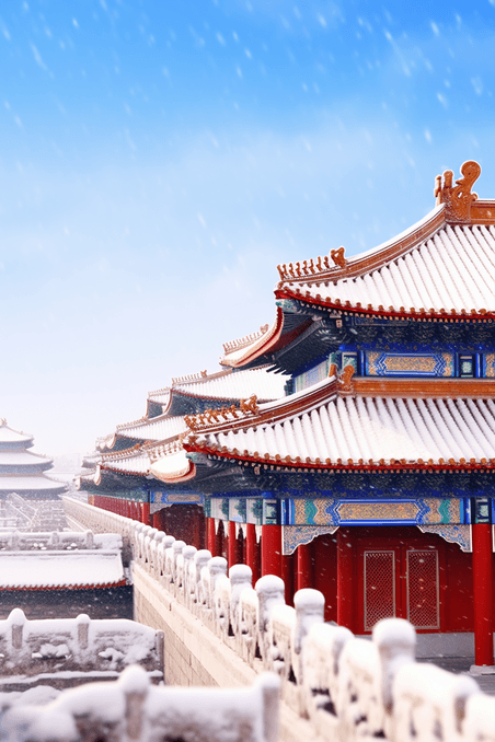 创意建筑雪景故宫冬天摄影图插画图片冬天冬季