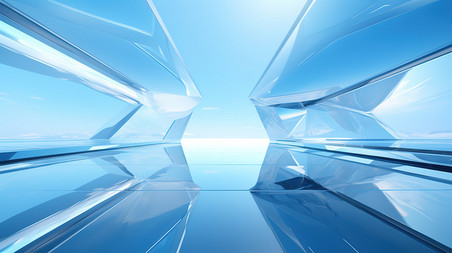 创意浅蓝色玻璃简约几何背景8科技商务抽象