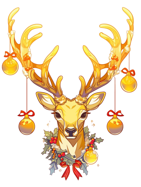 潮国创意圣诞节圣诞麋鹿手绘元素卡通动物鹿头