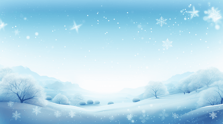 潮国创意蓝色冰天雪地唯美背景7冬天冬季大雪卡通雪景