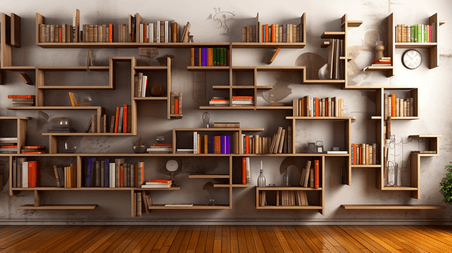 潮国创意现代家装舒适的书房书柜装修