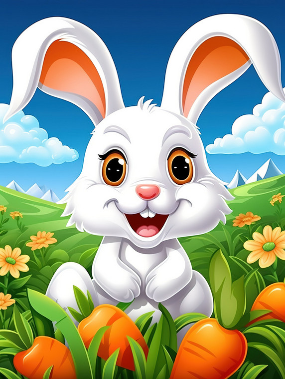 潮国创意可爱快乐的小兔子在胡萝卜地里8