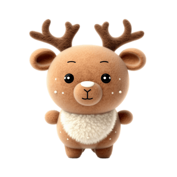 潮国创意可爱3d毛绒圣诞鹿免扣元素9