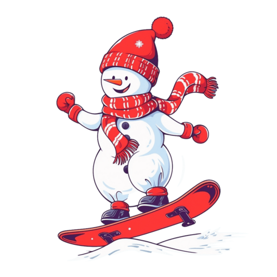 潮国创意冬天卡通雪人滑雪手绘元素