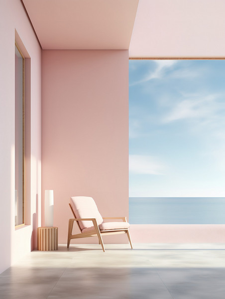 潮国创意有窗户的房间一把椅子20室内设计民宿抽象意境
