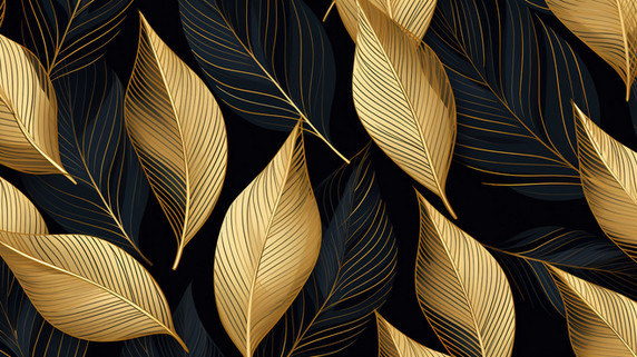 创意金叶植物装饰艺术壁纸叶子纹理底纹黑金色
