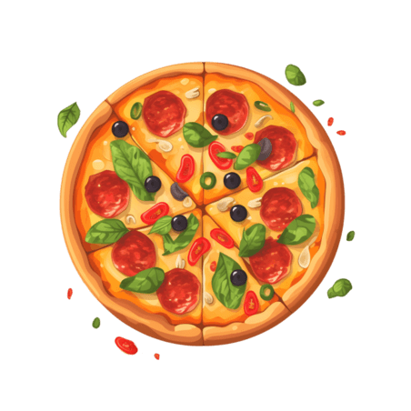 潮国创意卡通西餐披萨手绘