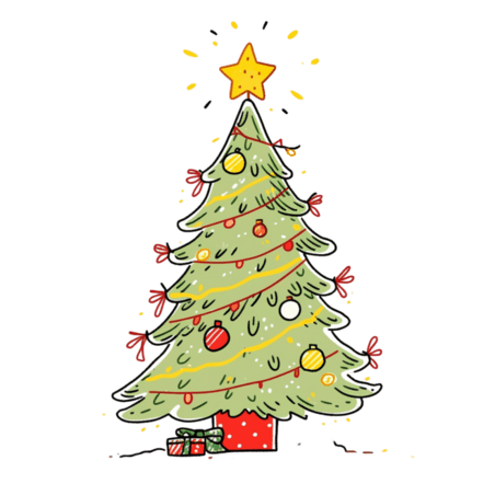 潮国创意圣诞节手绘圣诞树卡通元素
