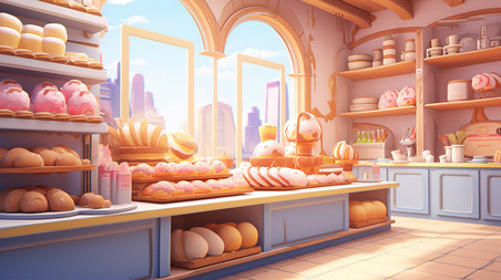 潮国创意面包店早餐店美味面包5烘焙房