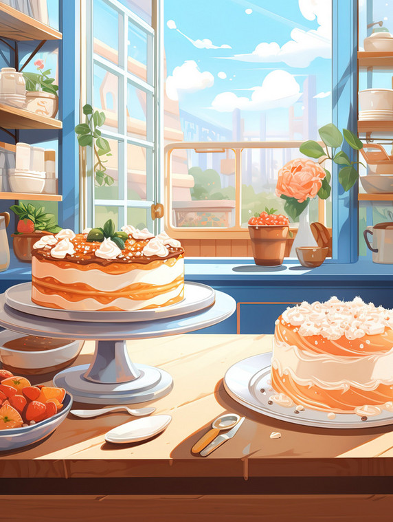 潮国创意蛋糕店舒适氛围明亮阳光2甜点温馨美食