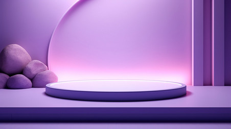 创意浅紫色舞台简约横图电商3D背景