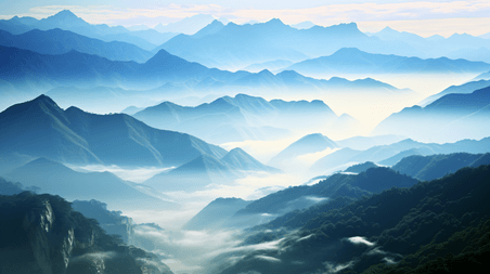 潮国创意云雾缭绕的群山美景云海风景山川高山
