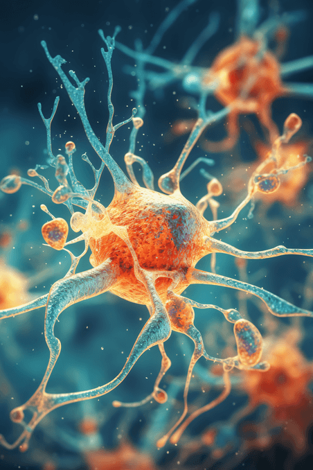 潮国创意3D神经细胞微距特写摄影图医疗DNA
