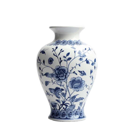 潮国创意瓷器合成花瓶元素立体免扣图案青花瓷
