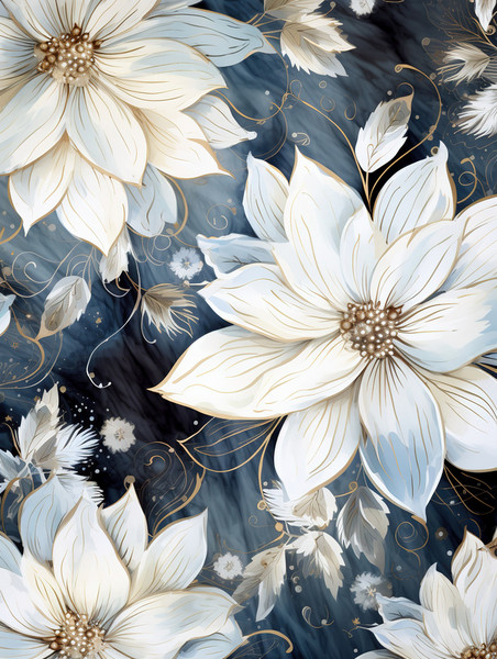 创意白色花朵梦幻花朵纹理6素材