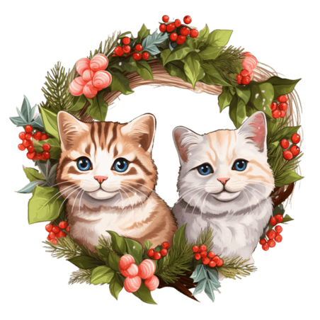 潮国创意圣诞猫猫元素立体免扣图案
动物宠物