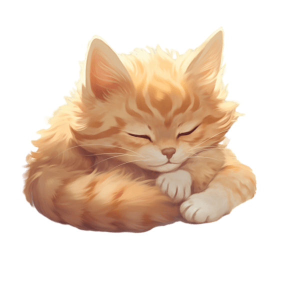 潮国创意AICG睡觉小猫元素立体免抠图案动物宠物