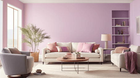 创意现代感客厅温馨背景粉色室内装修家居内饰