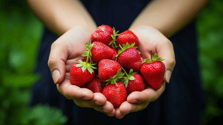 手捧草莓特写摄影照片6水果生鲜