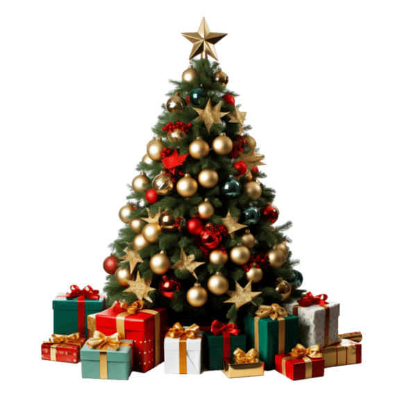潮国创意圣诞树礼物礼盒圣诞节3d免抠元素