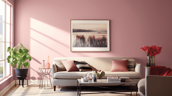 创意现代感客厅温馨粉紫色室内装修家居内饰