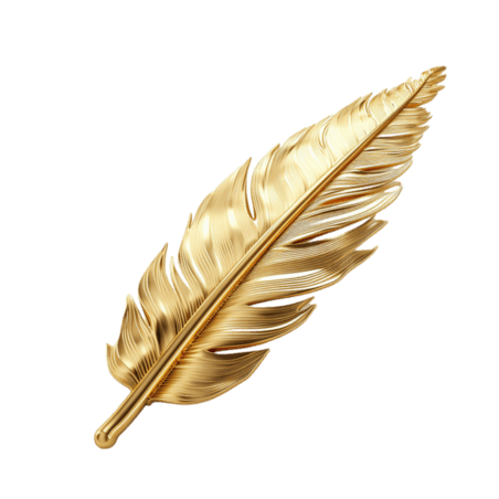 创意艺术黄金羽毛元素立体免抠优雅复古羽毛笔装饰