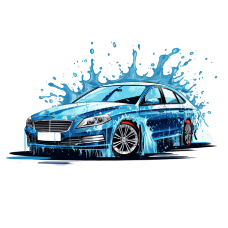 潮国创意洗车水彩漫画汽车