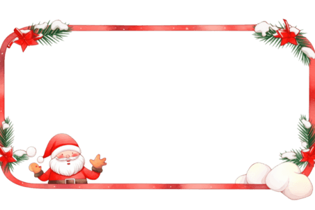 潮国创意圣诞边框红色圣诞节圣诞老人卡通手绘元素