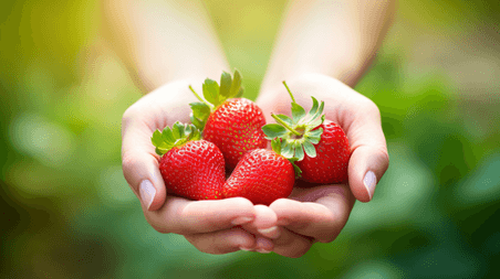 手捧草莓特写摄影照片8生鲜水果
