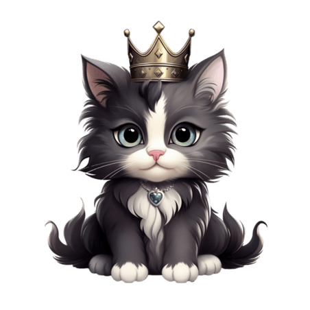 潮国创意小猫可爱皇冠免扣元素装饰素材