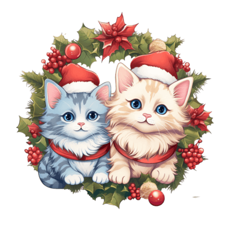 潮国创意圣诞猫猫质感元素立体免扣图案动物宠物