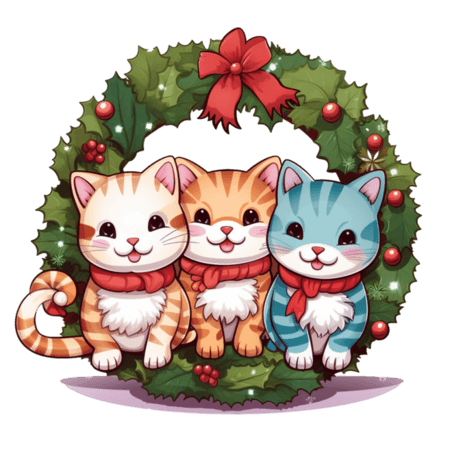 潮国创意圣诞猫猫绘画元素立体免扣图案动物宠物