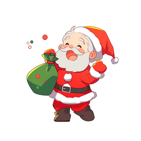 潮国创意卡通圣诞节圣诞老人背着礼袋手绘元素