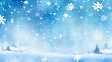 潮国创意冬季雪花风景背景1冬天雪景卡通蓝色大雪