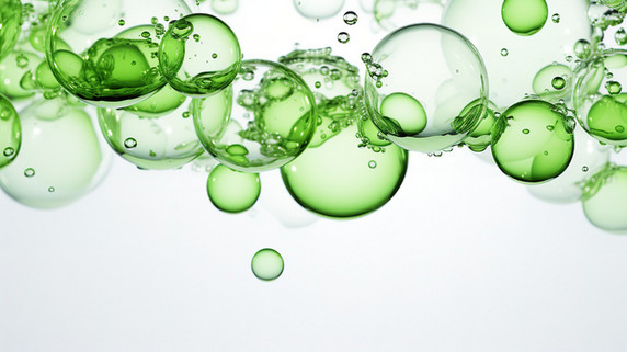 创意白色背景下透明的绿色气泡9