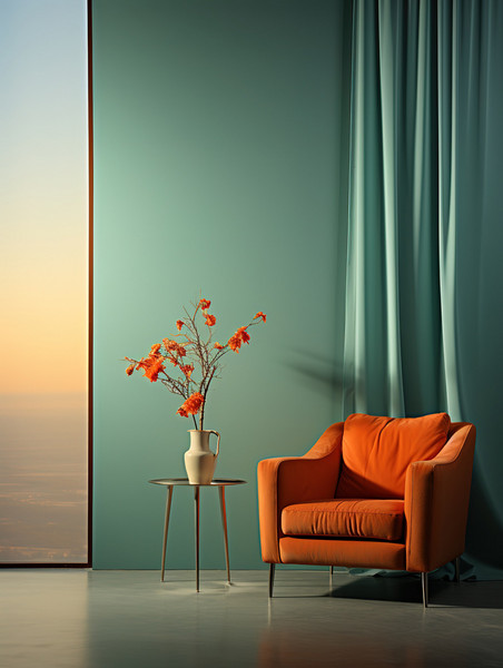 潮国创意窗帘窗户椅子电商背景19室内装修