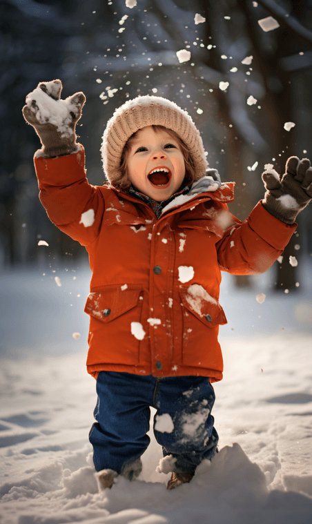创意冬天大雪小孩玩雪雪地积雪人物摄影2欧美人像儿童