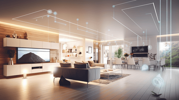 潮国创意智能家居系统自动化和物联网概念室内装修